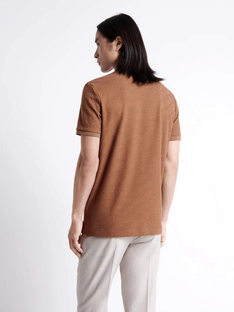 Polo manches courtes à relief en coton