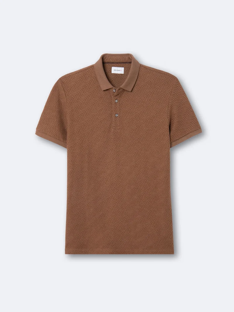 Polo manches courtes à relief en coton