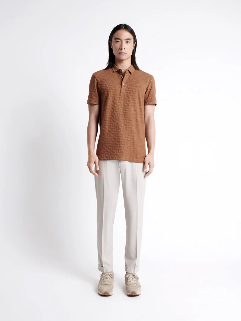 Polo manches courtes à relief en coton