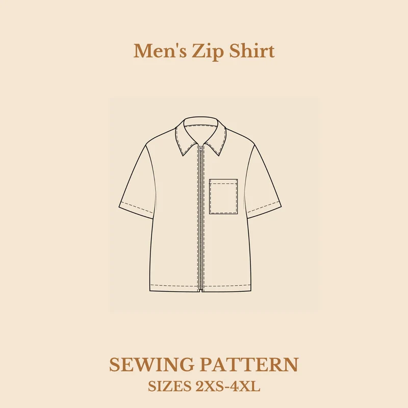 Patron de couture PDF | Chemise zippée pour homme | Wardrobe by Me