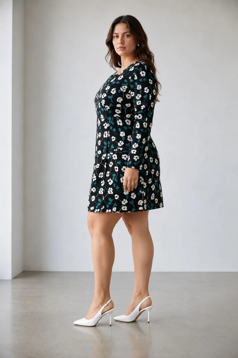 Eltel|100% Cotton Wrapped Bodice Mini Dress