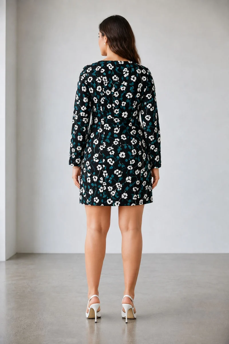 Eltel|100% Cotton Wrapped Bodice Mini Dress
