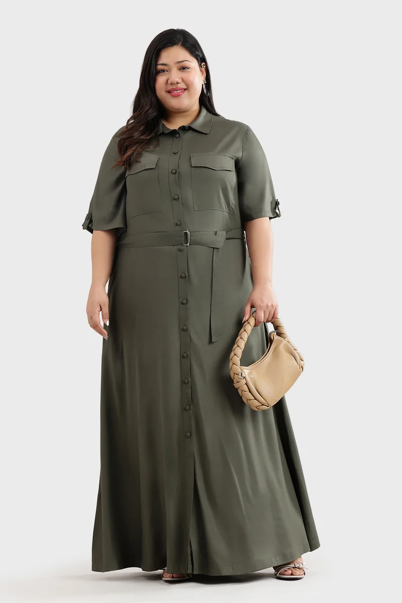 Bemah|Viscose Maxi Length Utility Dress