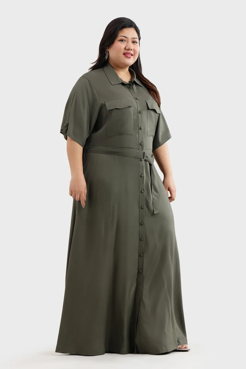 Bemah|Viscose Maxi Length Utility Dress