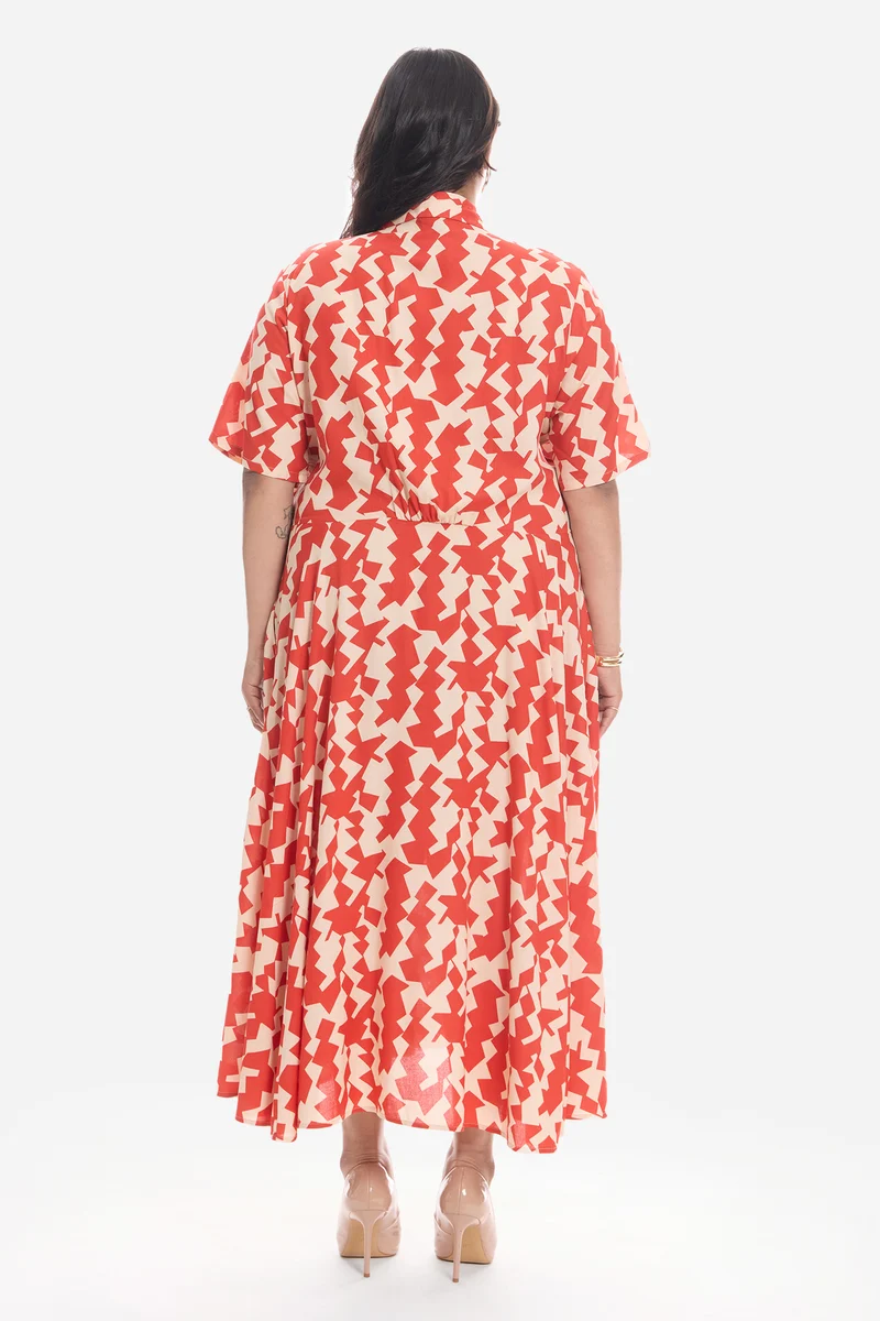 Viden|Viscose Printed Shirt Dress