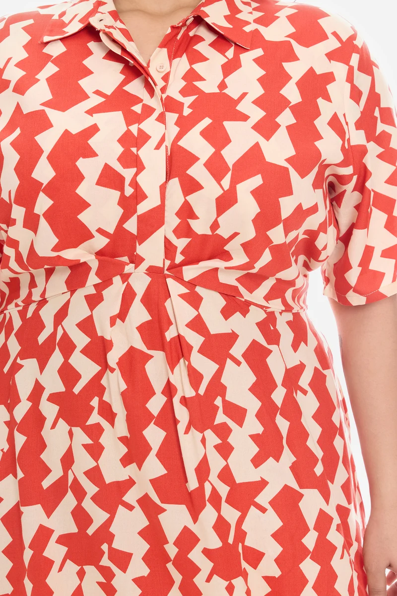Viden|Viscose Printed Shirt Dress