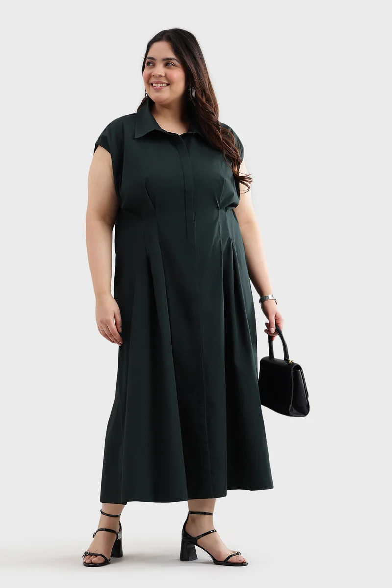 Benen|Cotton Pleated Shirt Dress
