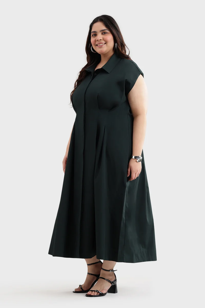 Benen|Cotton Pleated Shirt Dress