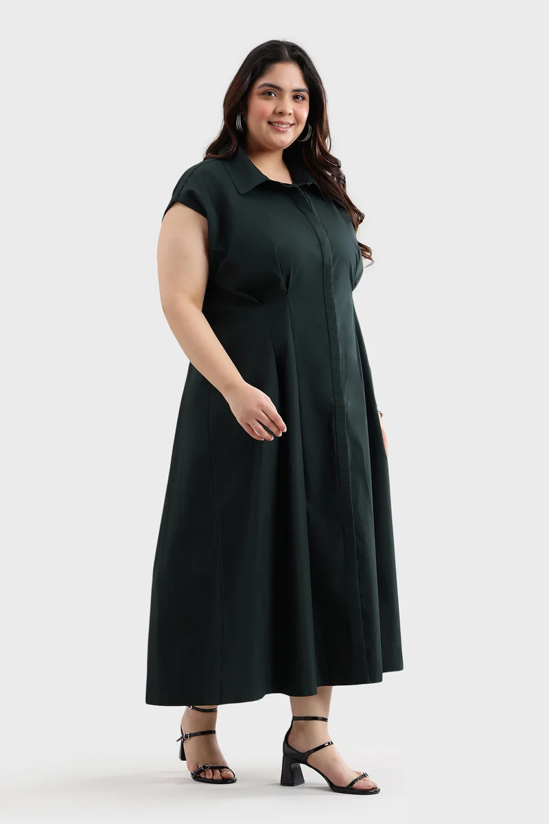 Benen|Cotton Pleated Shirt Dress