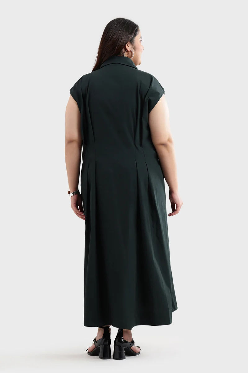 Benen|Cotton Pleated Shirt Dress