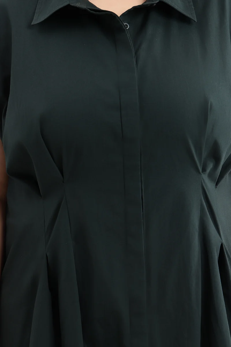 Benen|Cotton Pleated Shirt Dress