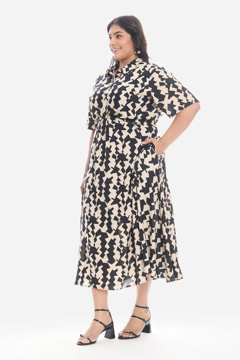 Vieah|Viscose Printed Shirt Dress