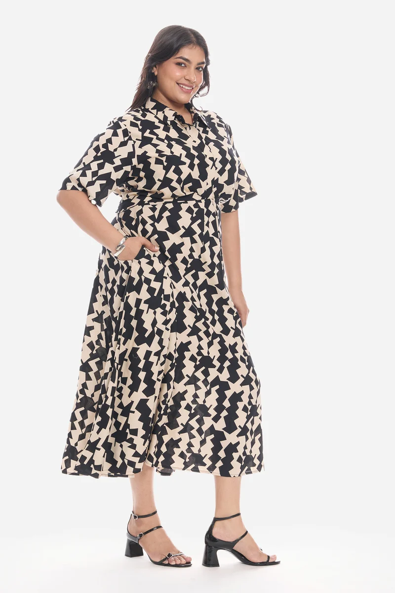 Vieah|Viscose Printed Shirt Dress