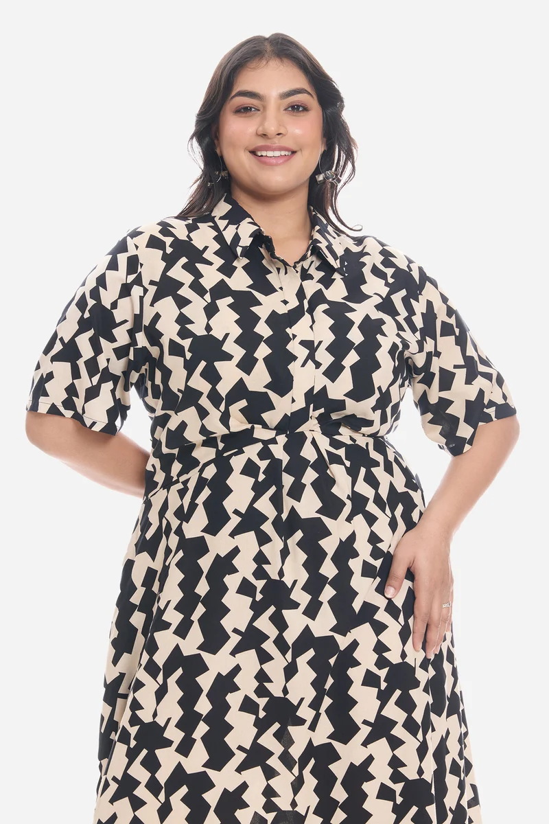 Vieah|Viscose Printed Shirt Dress