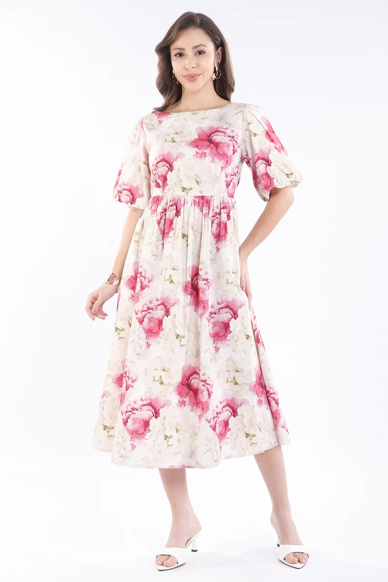 Mizuki|100% Cotton Back Bow Tie Up Midi Dress