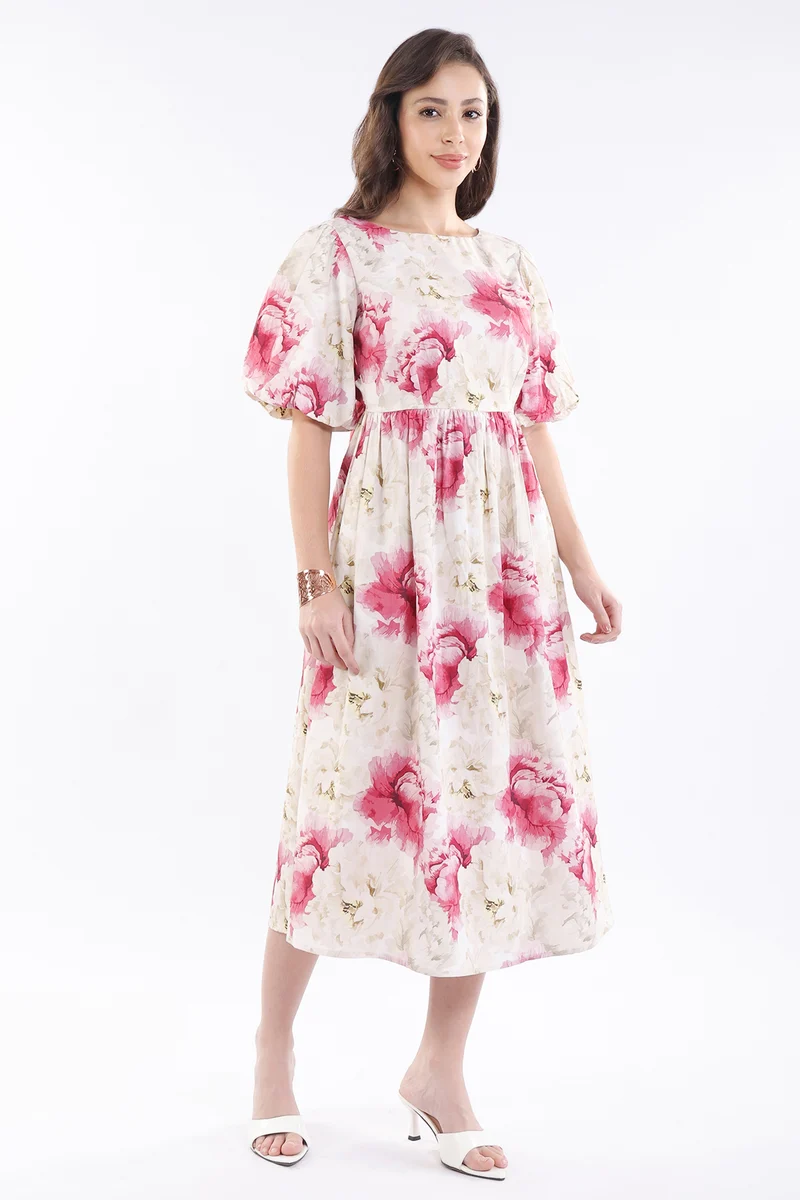 Mizuki|100% Cotton Back Bow Tie Up Midi Dress
