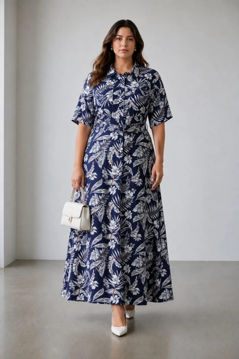 Benah|Viscose Maxi Length Utility Dress