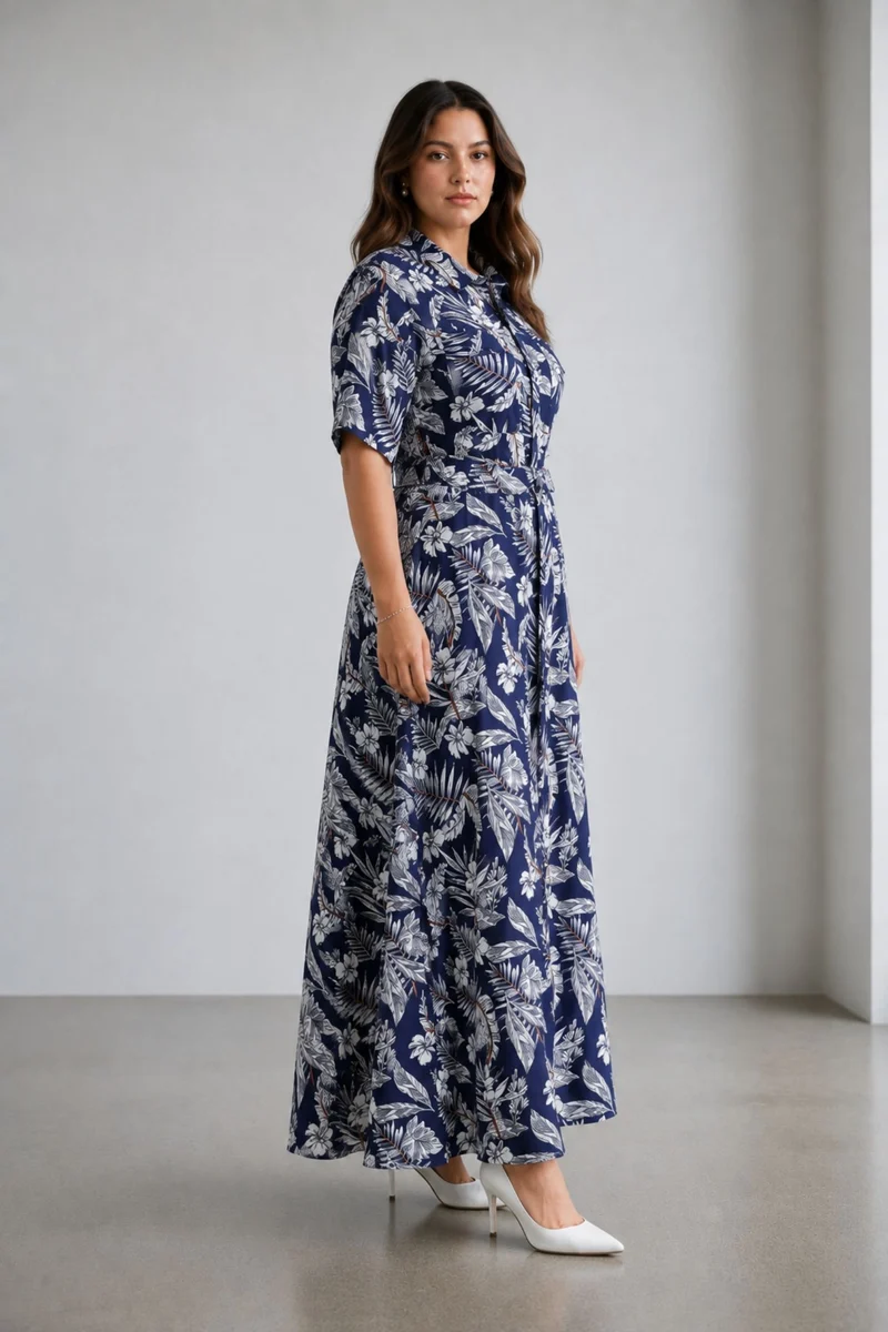 Benah|Viscose Maxi Length Utility Dress