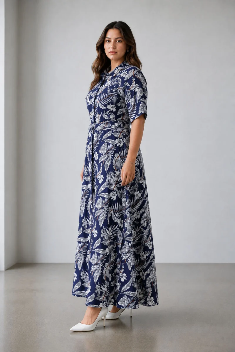 Benah|Viscose Maxi Length Utility Dress