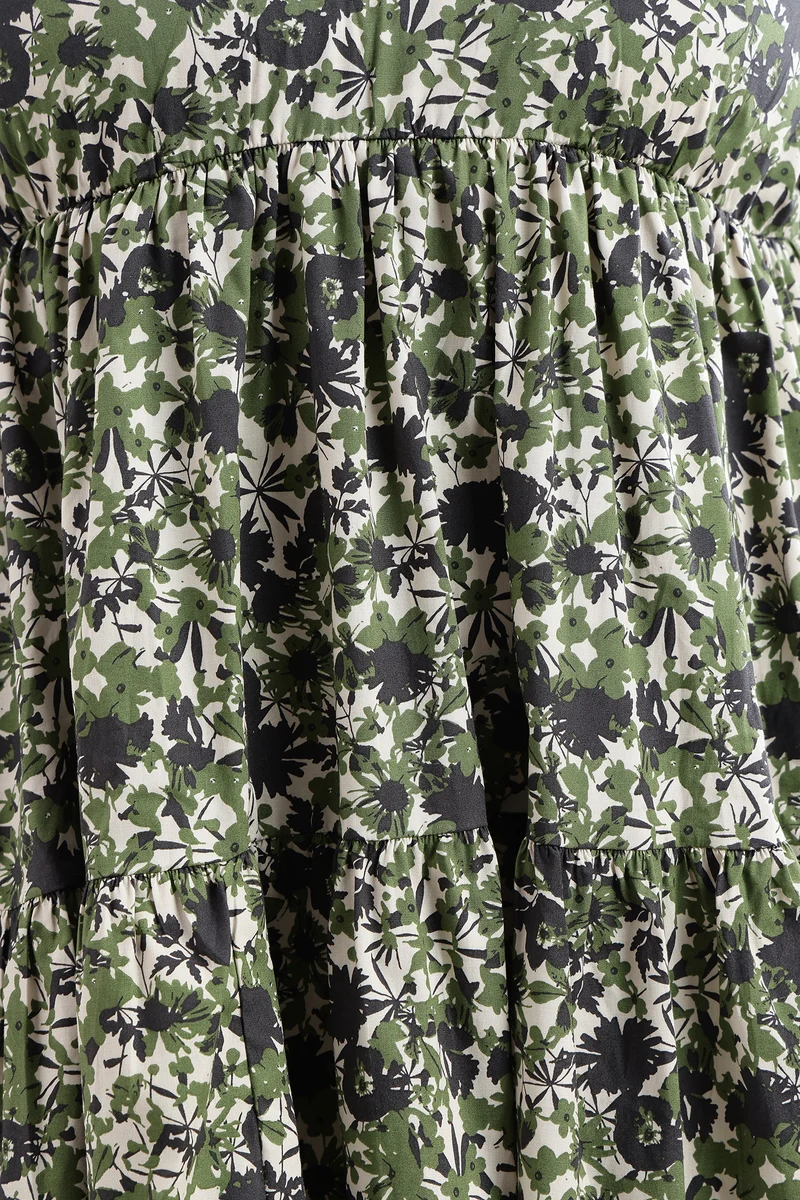 Cavah|100% Cotton Ruffled Printed Mini Dress