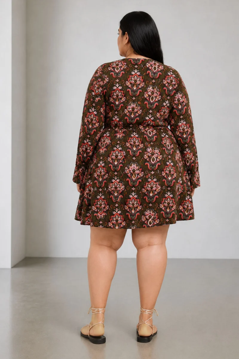 Ellna|100% Viscose Printed Dress With Cut-Out