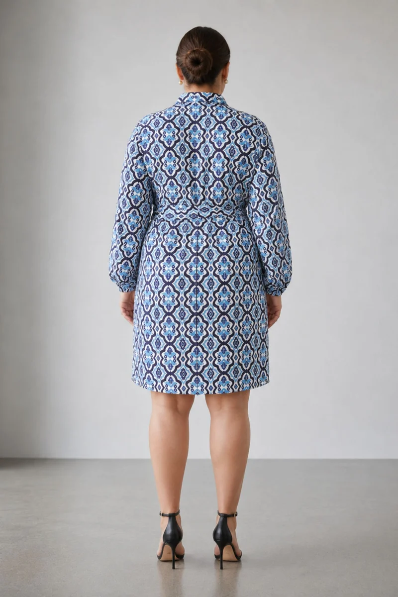 Cadiis|100% Viscose Printed Shirt Dress With Belt