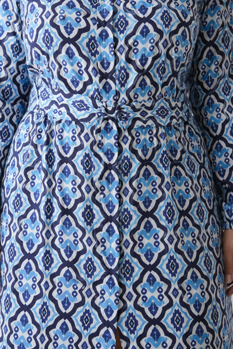 Cadiis|100% Viscose Printed Shirt Dress With Belt
