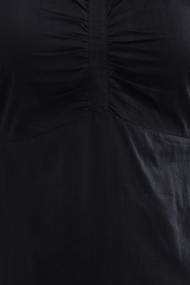 Sayel|100% Cotton Sweetheart-Neck Midi Dress