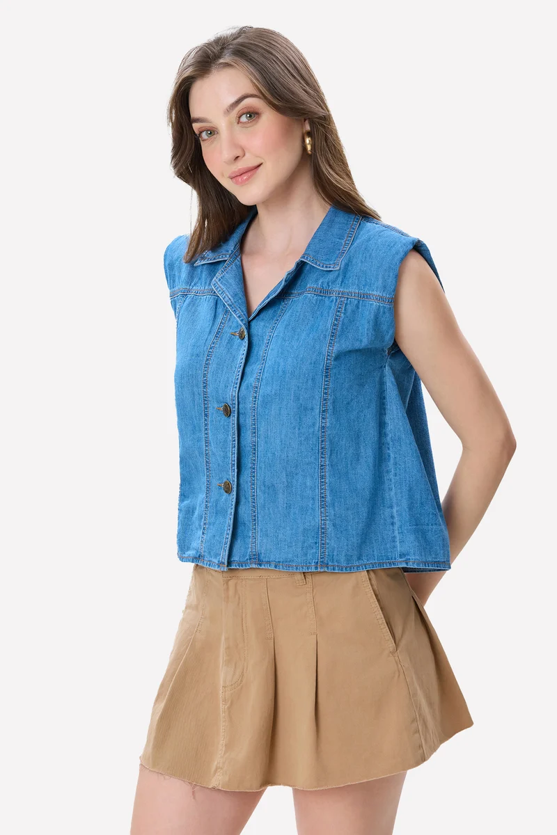 Lanu|100% Cotton Padded Denim Shirt