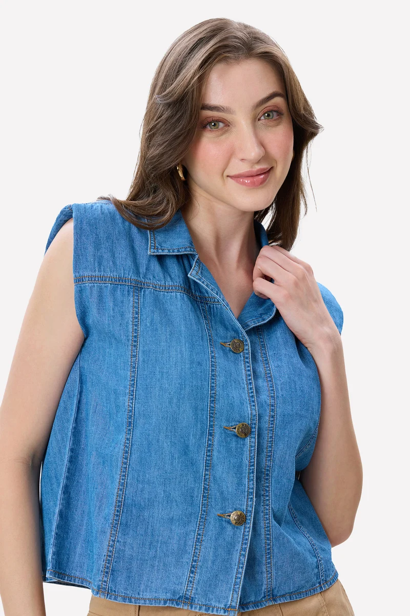 Lanu|100% Cotton Padded Denim Shirt