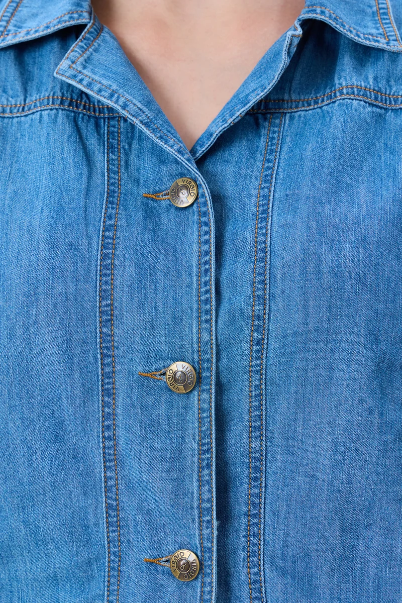 Lanu|100% Cotton Padded Denim Shirt