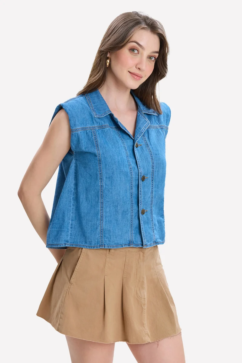 Lanu|100% Cotton Padded Denim Shirt