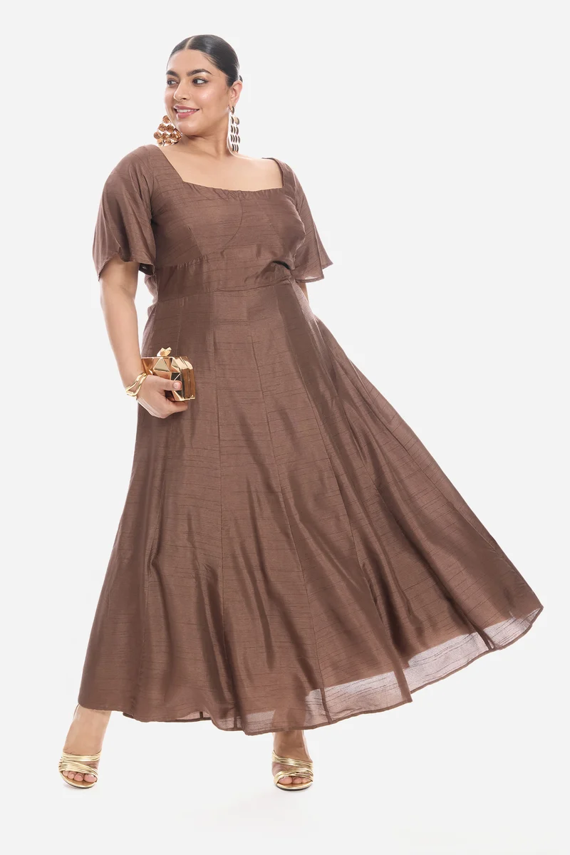 Vinah|Viscose Sweetheart Neckline Maxi Dress