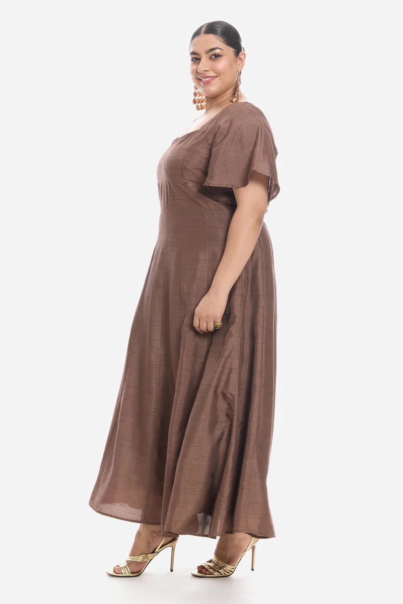 Vinah|Viscose Sweetheart Neckline Maxi Dress