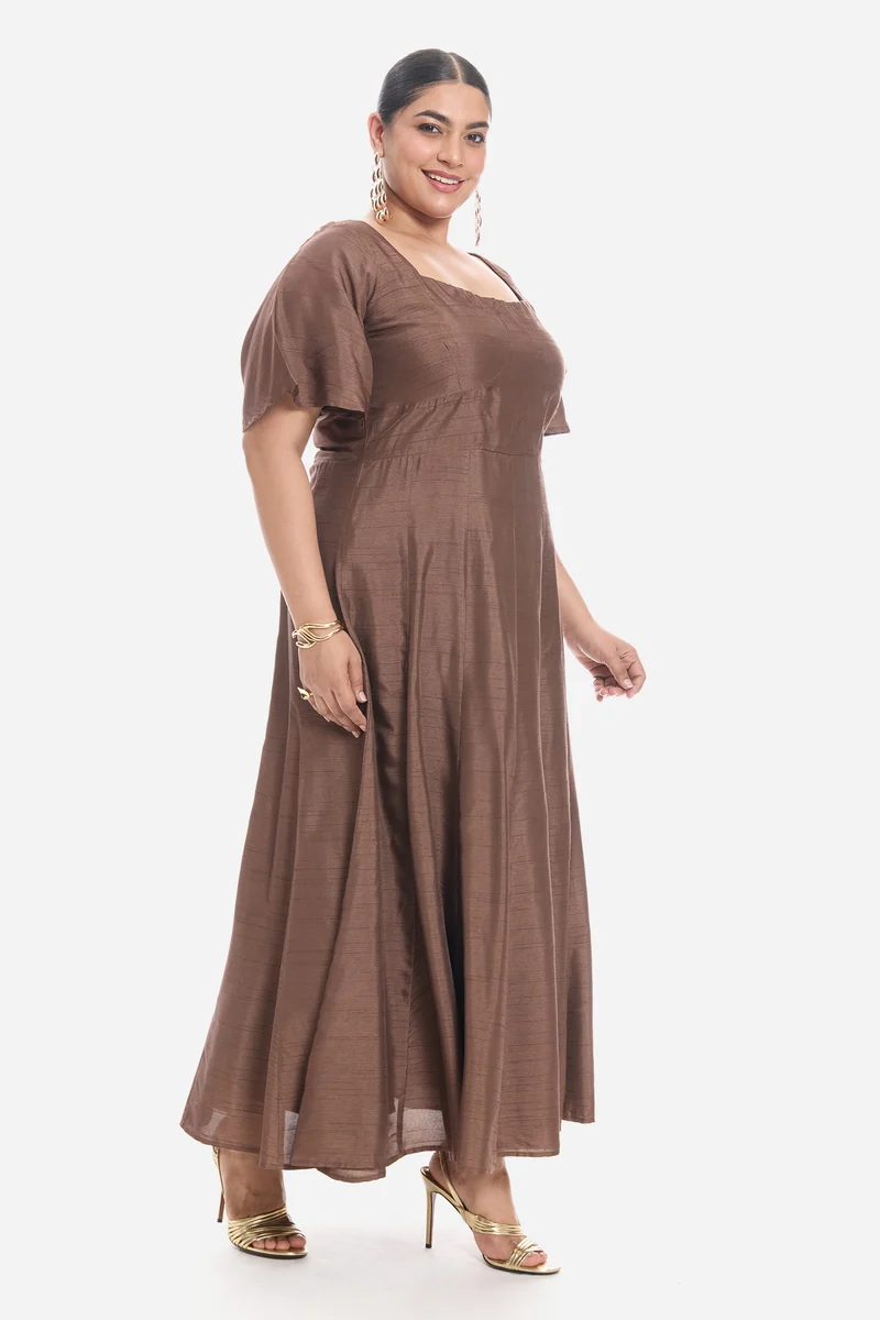 Vinah|Viscose Sweetheart Neckline Maxi Dress