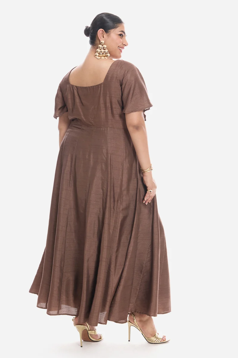 Vinah|Viscose Sweetheart Neckline Maxi Dress