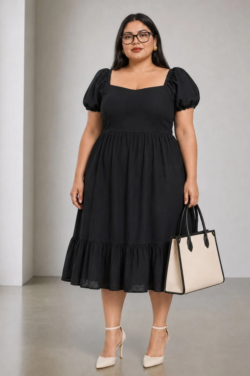 Viana|Cotton Mini Dress With Sweetheart Neck