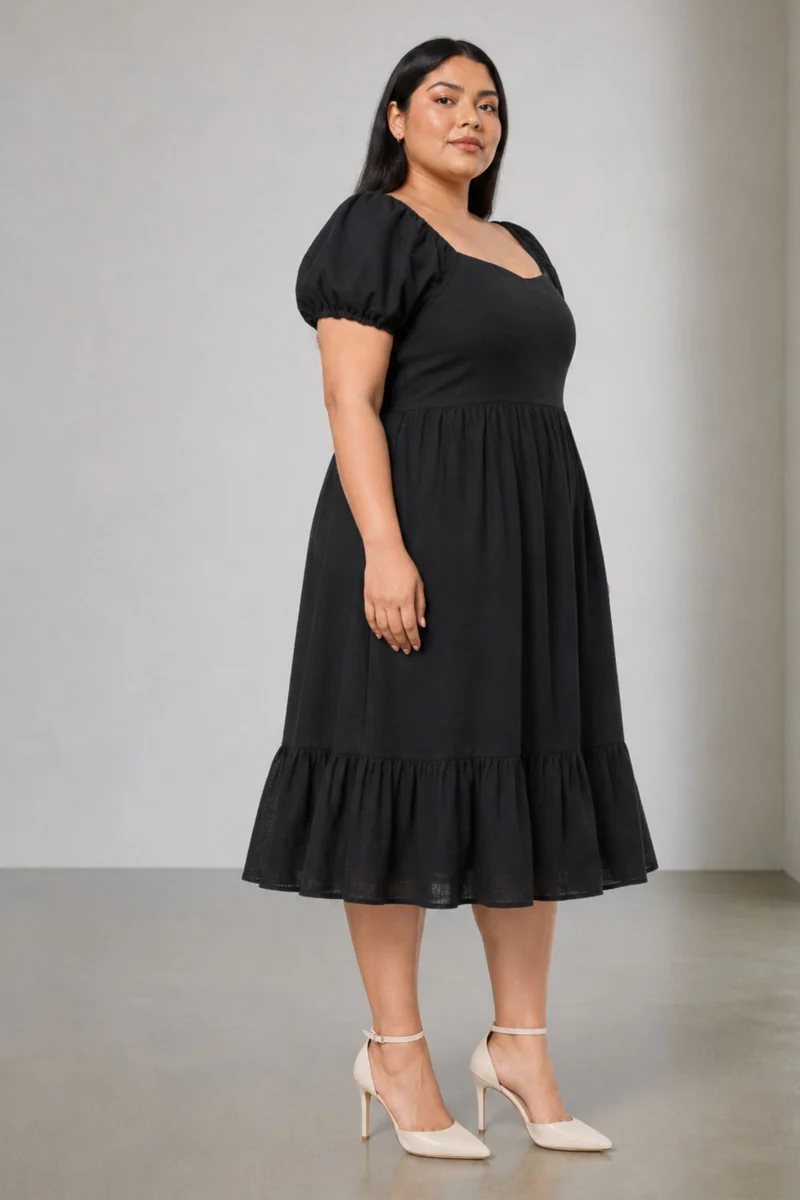 Viana|Cotton Mini Dress With Sweetheart Neck