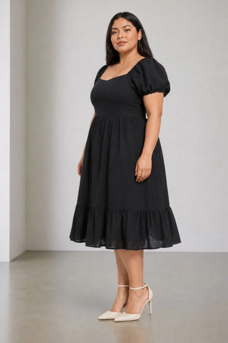 Viana|Cotton Mini Dress With Sweetheart Neck