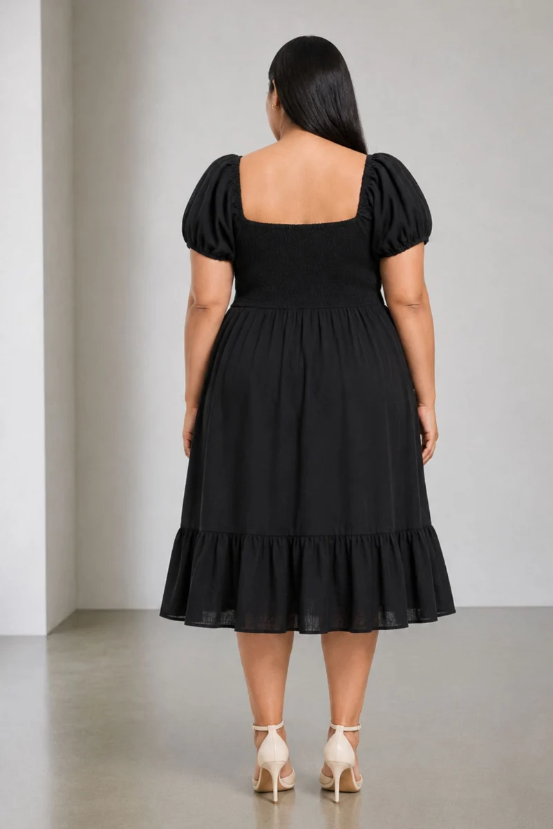 Viana|Cotton Mini Dress With Sweetheart Neck