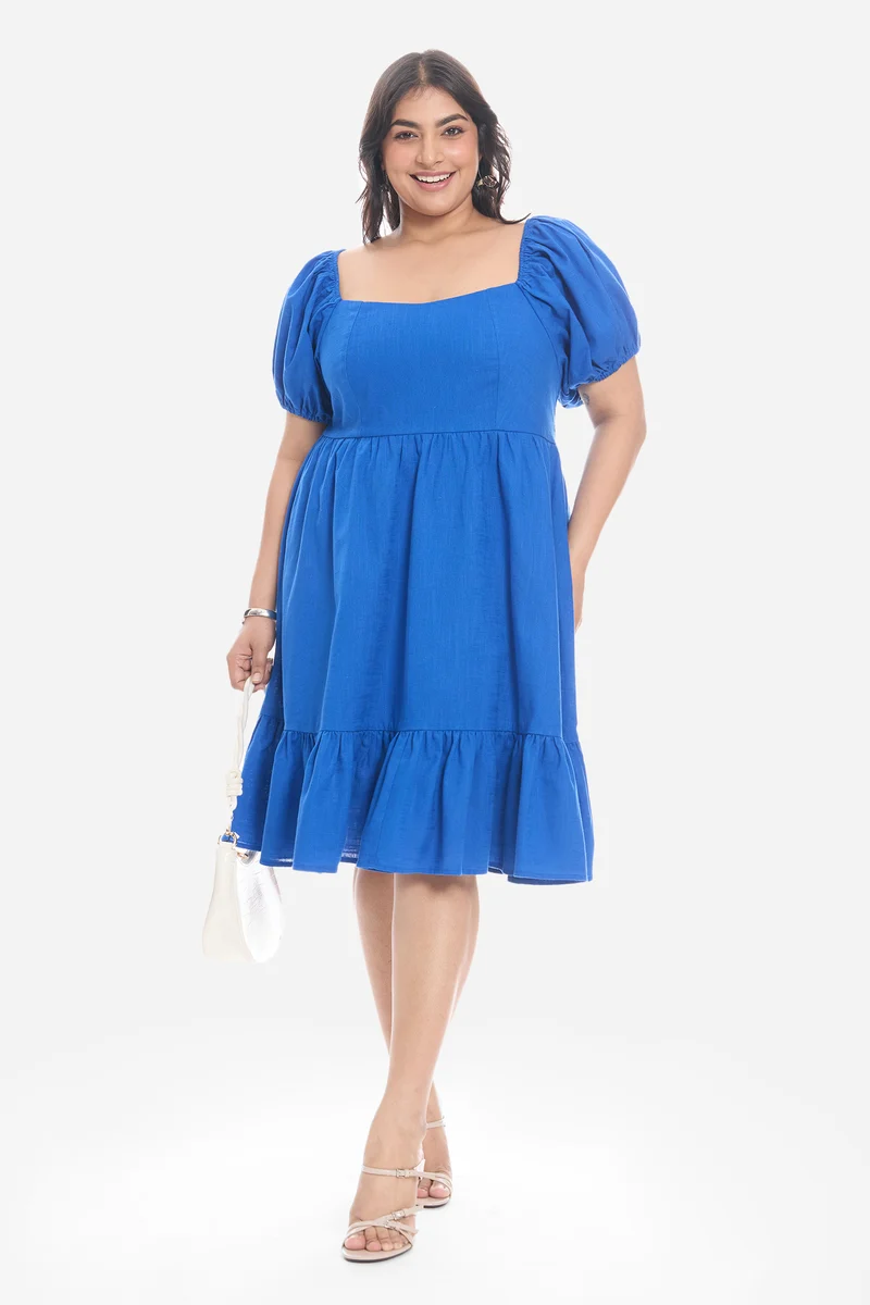 Videl|Cotton Mini Dress With Sweetheart Neck