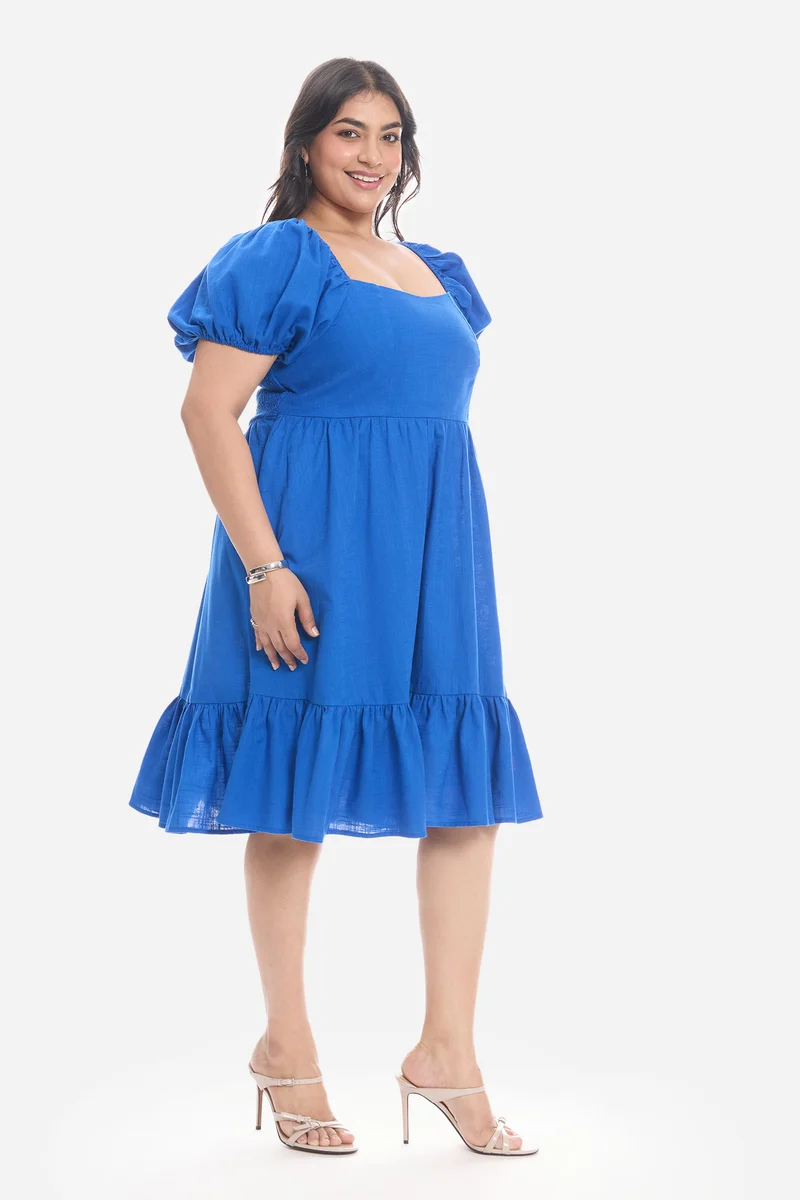 Videl|Cotton Mini Dress With Sweetheart Neck