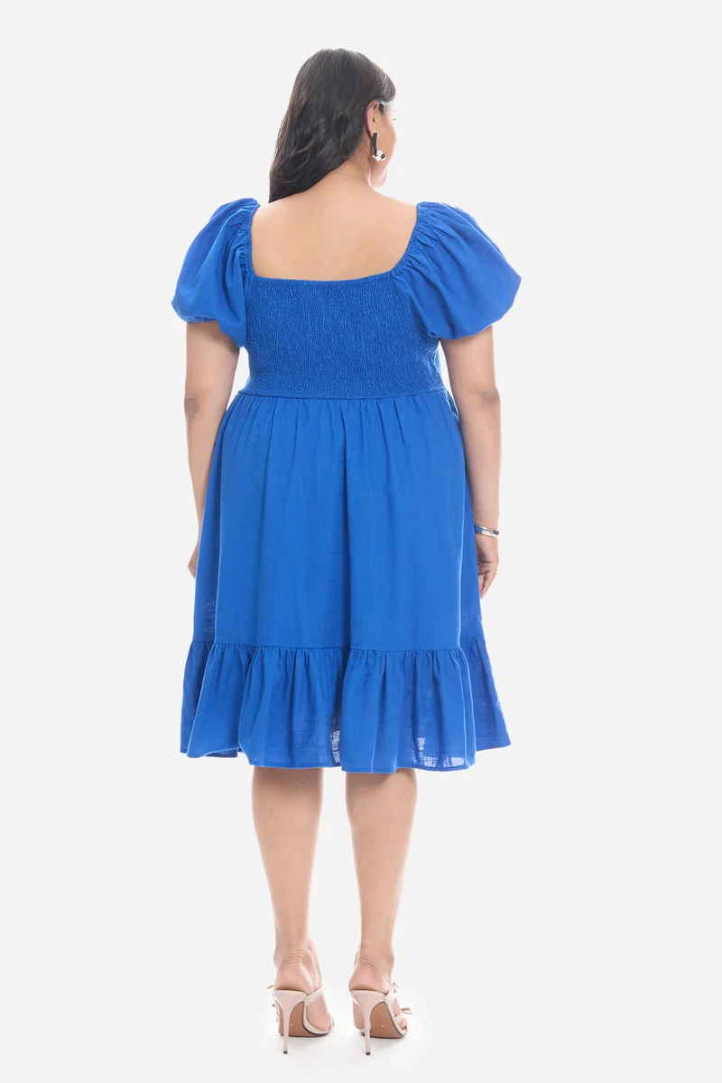 Videl|Cotton Mini Dress With Sweetheart Neck