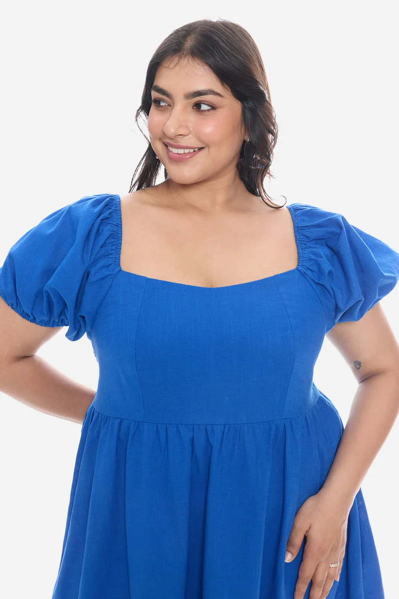 Videl|Cotton Mini Dress With Sweetheart Neck