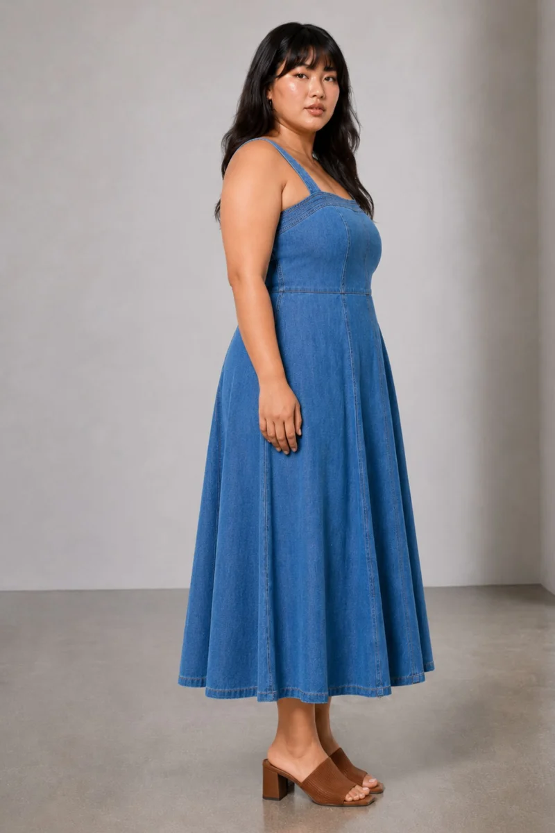 Viiel|Cotton Panelled Midi Dress