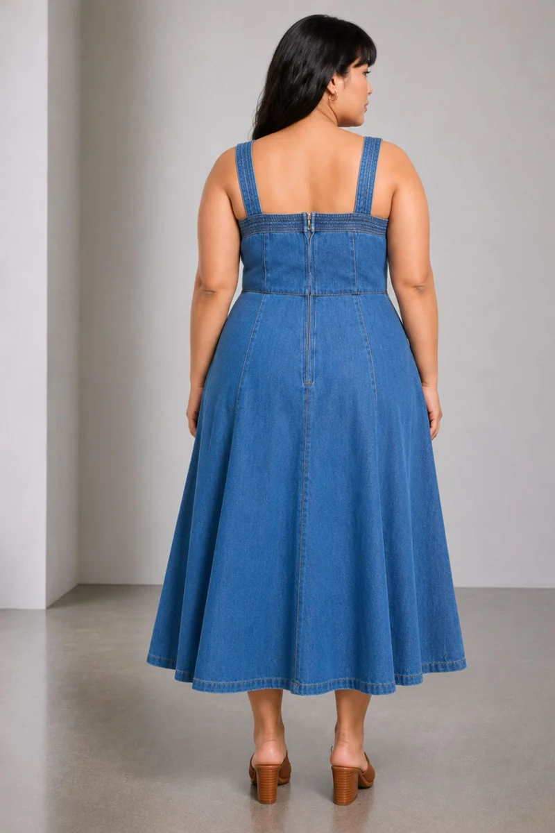 Viiel|Cotton Panelled Midi Dress