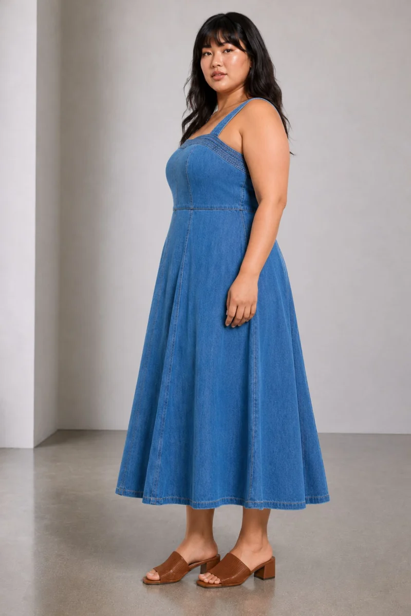Viiel|Cotton Panelled Midi Dress