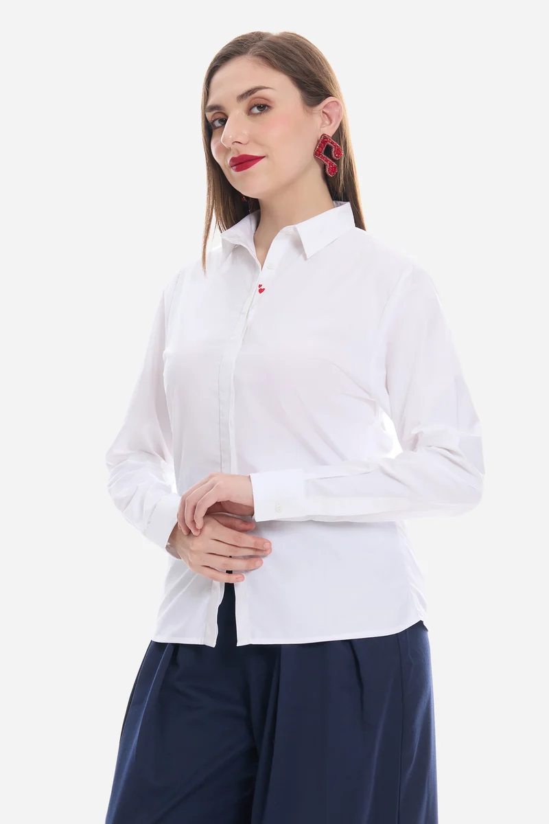 Zyara|100% Cotton Shirt With Placement Embroidery