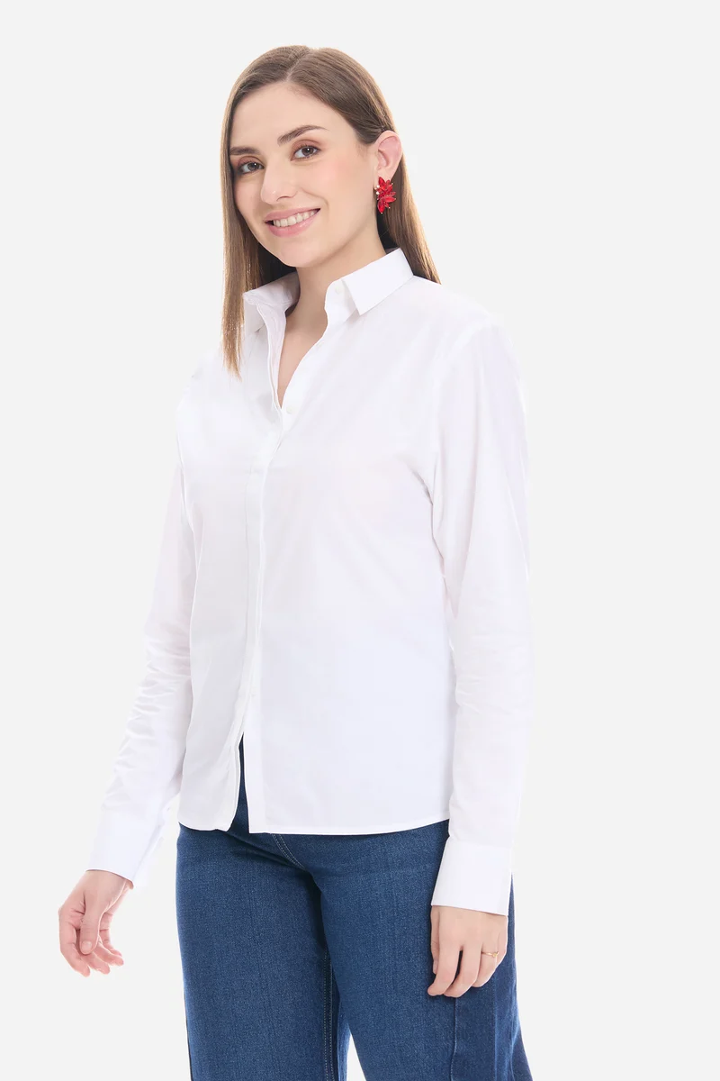 Zylen|100% Cotton Shirt With Placement Embroidery