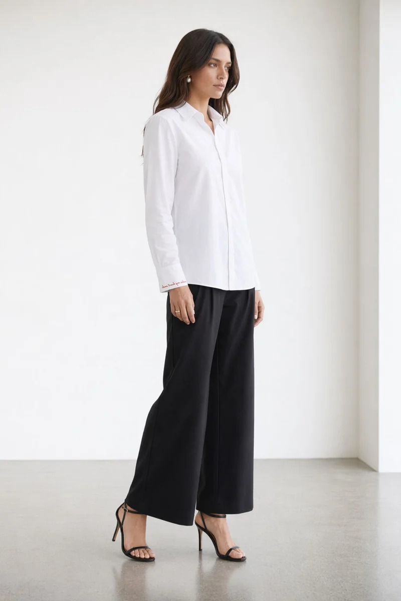 Zelvi|100% Cotton Shirt With Placement Embroidery
